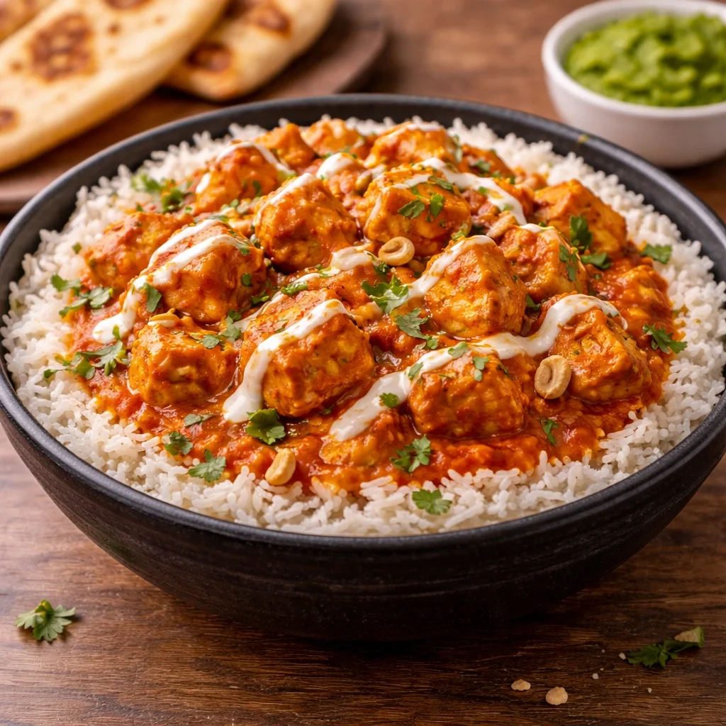 Butter Chicken Rice Bowl at Uniq Pizza in Edmonton Alberta